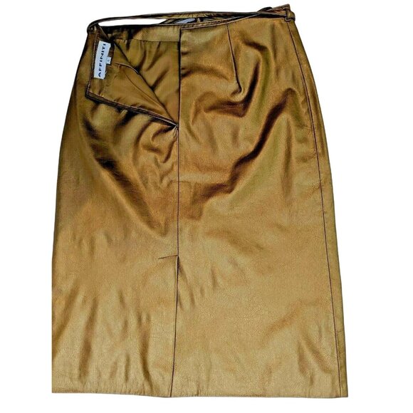 Affiniti Small Gold  Polyester Blend Zippered Back-belt waist-knee length Skirt - Picture 5 of 9